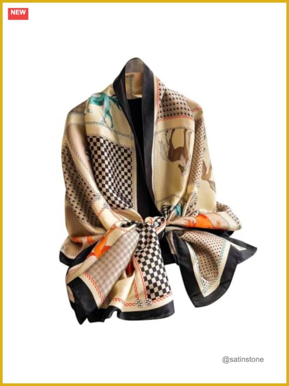 Satin Silk Feeling Floral Scarf Wrap Shawl Lightweight Women